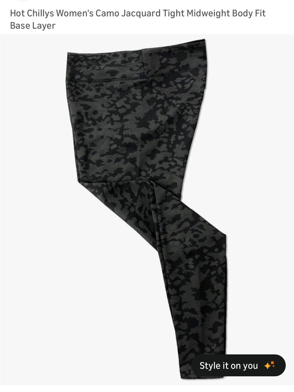 NEW Hot Chilis 🌶️Camo Jacquard Midweight base layer Leggings - Black/Gunmetal